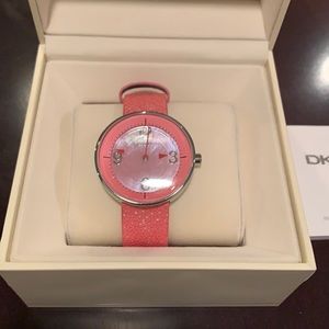 NEW WITH TAGS: DKNY pink watch with case